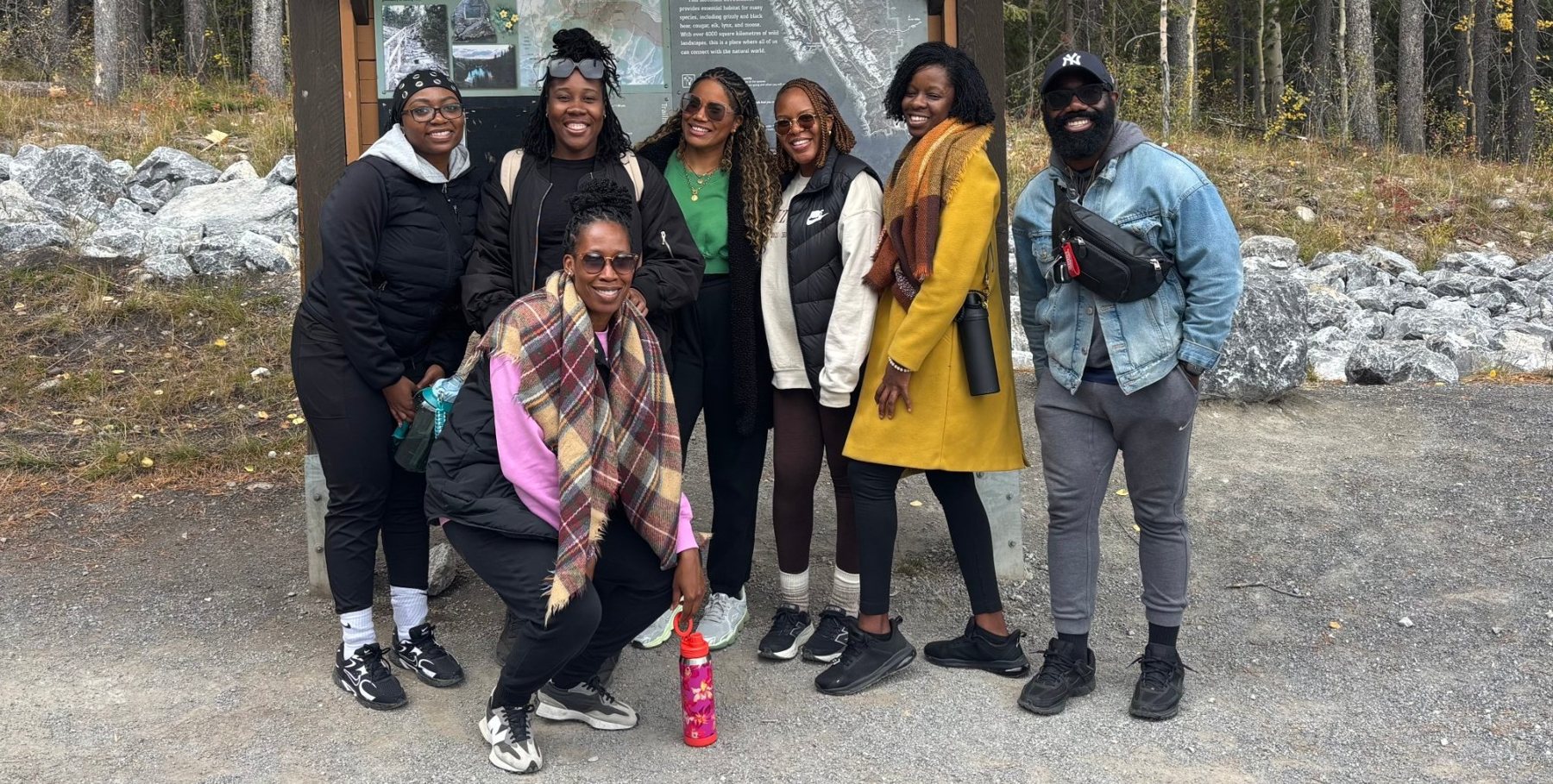 The Soul Care team together at the Grassi Lakes trailhead in Kananaskis Country